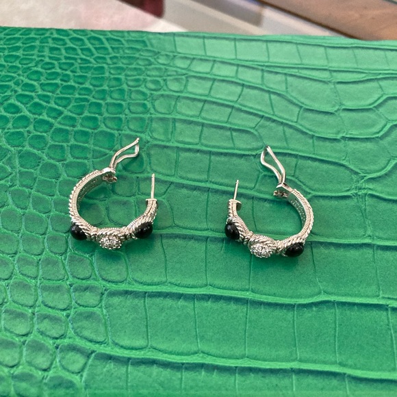 Pre-Loved Judith Ripka Sterling Silver Textured Onyx/Cubic Zirconia Earrings - Picture 4 of 4